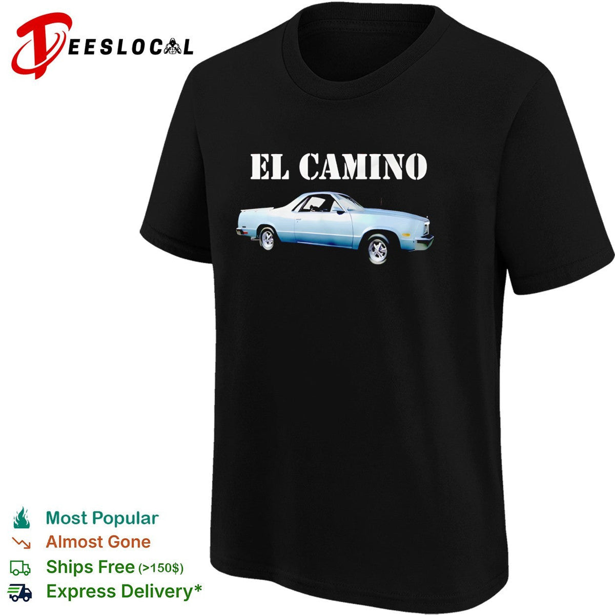El Camino classic silver pickup truck bold stencil lettering vintage graphic shirt Unisex