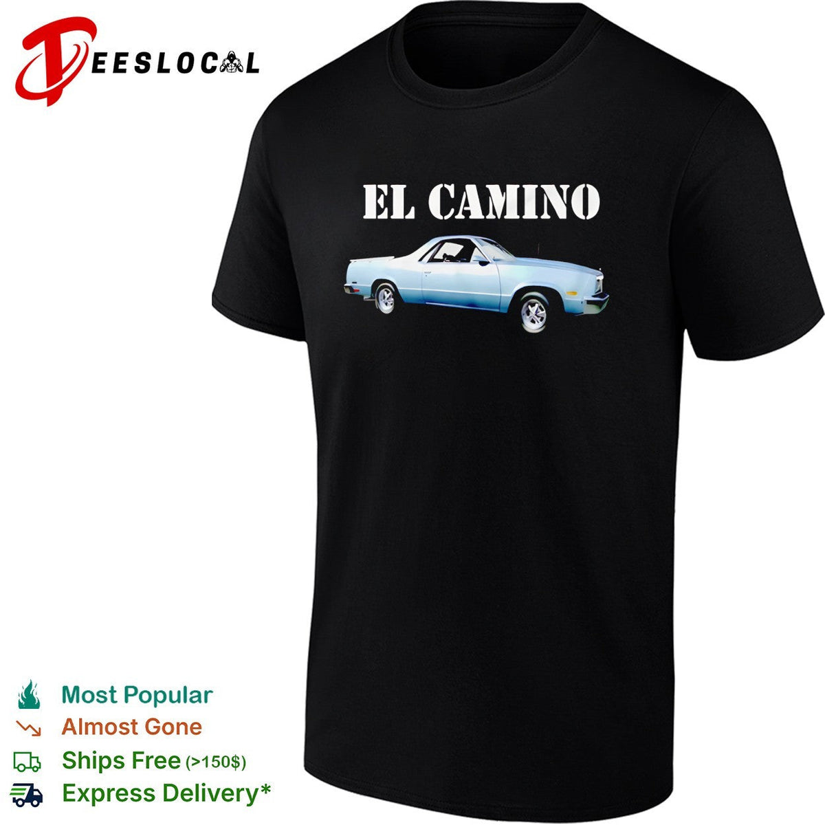 El Camino classic silver pickup truck bold stencil lettering vintage graphic shirt Unisex