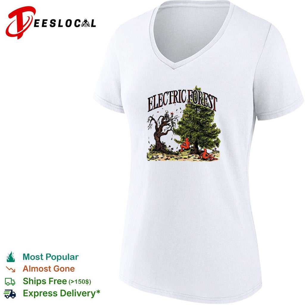 Electric Forest dead tree and pine tree nature shirt Unisex