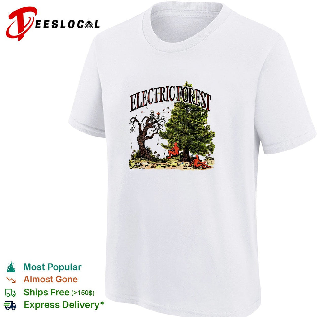 Electric Forest dead tree and pine tree nature shirt Unisex