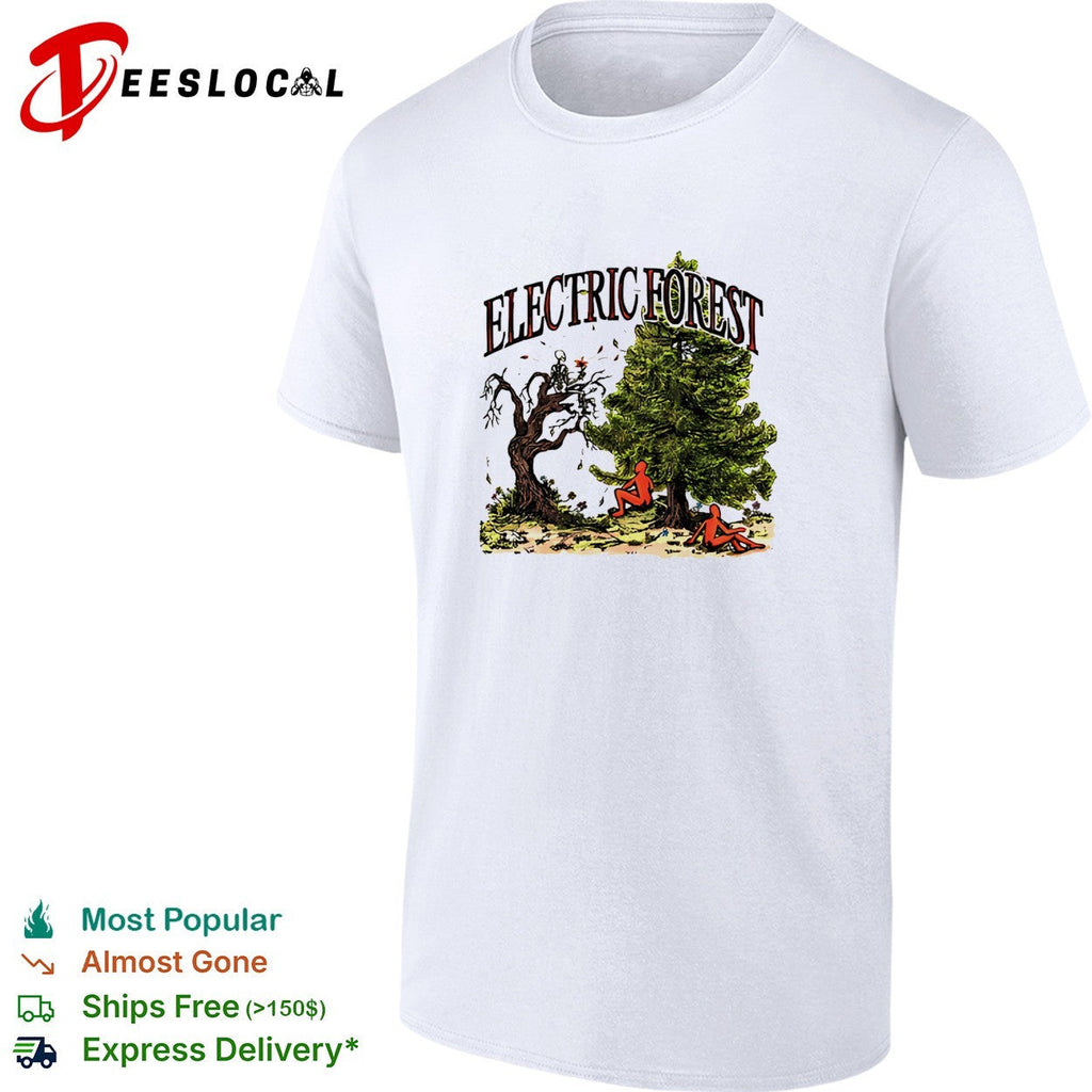 Electric Forest dead tree and pine tree nature shirt Unisex