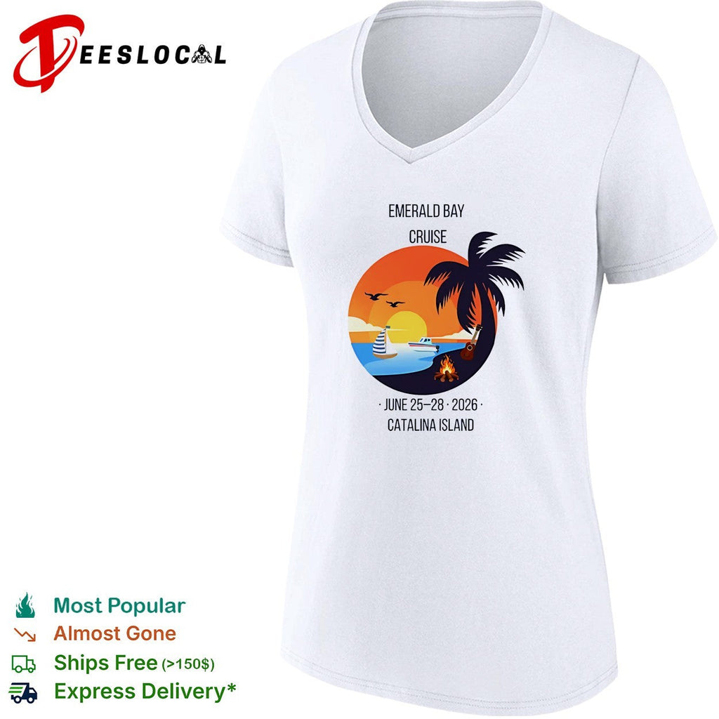 Emerald Bay Cruise June 25 28 2026 Catalina Island sunset palm tree boat bonfire shirt Unisex