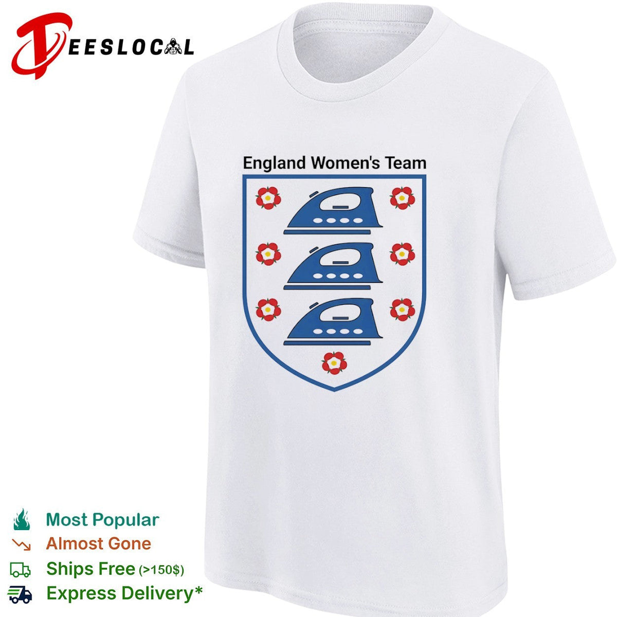 England Womens Team Iron Parody Crest England National Football Team Soccer shirt Unisex
