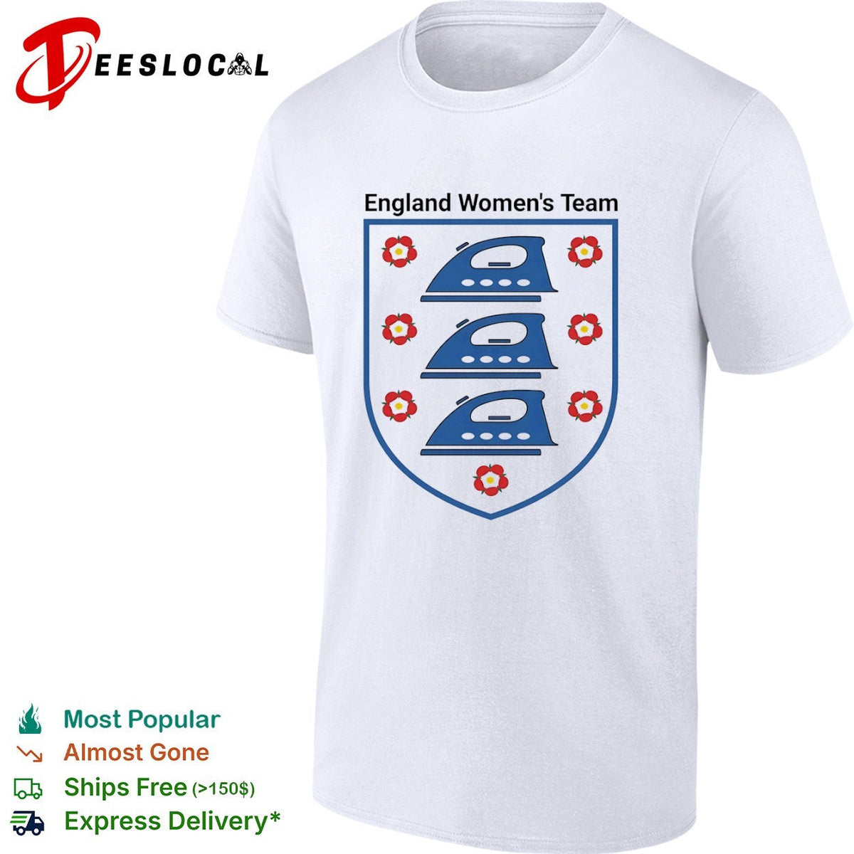 England Womens Team Iron Parody Crest England National Football Team Soccer shirt Unisex