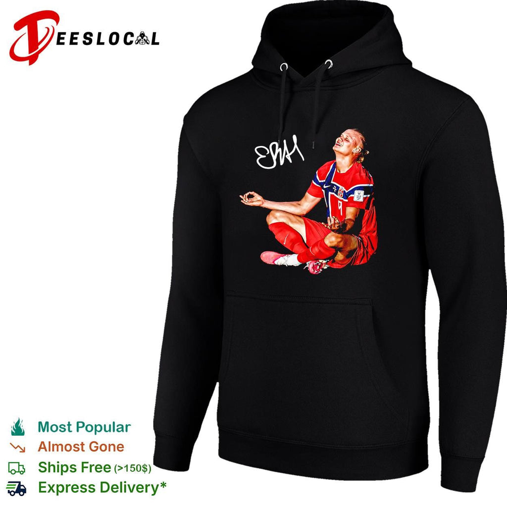 Erling Haaland Norway number 9 meditation celebration signature poster shirt Unisex