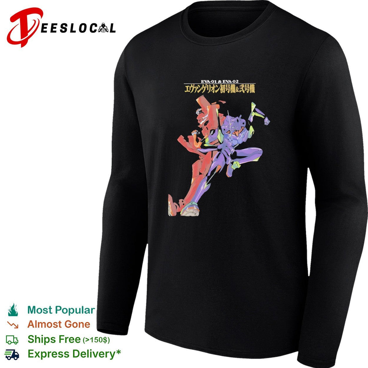 Evangelion Eva 01 and Eva 02 Evangerion Shogoki and Nigoki graphic anime shirt Unisex