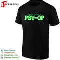 Feels like a psyop bold green glowing neon style lettering graphic shirt design Unisex