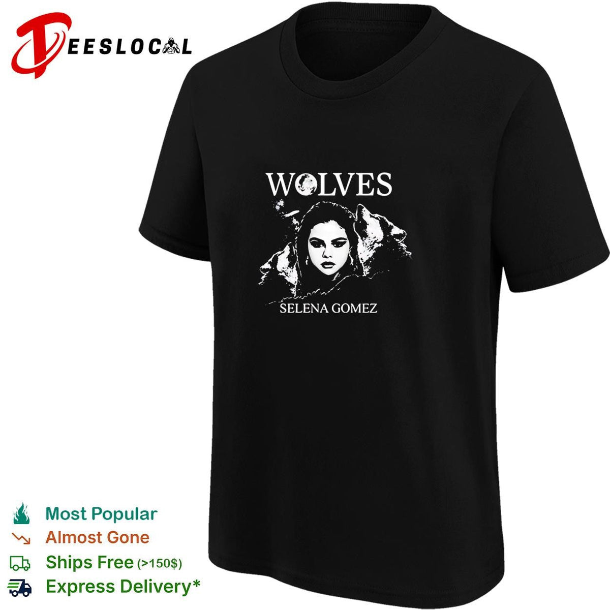Female artist wolves portrait moon art shirt Unisex