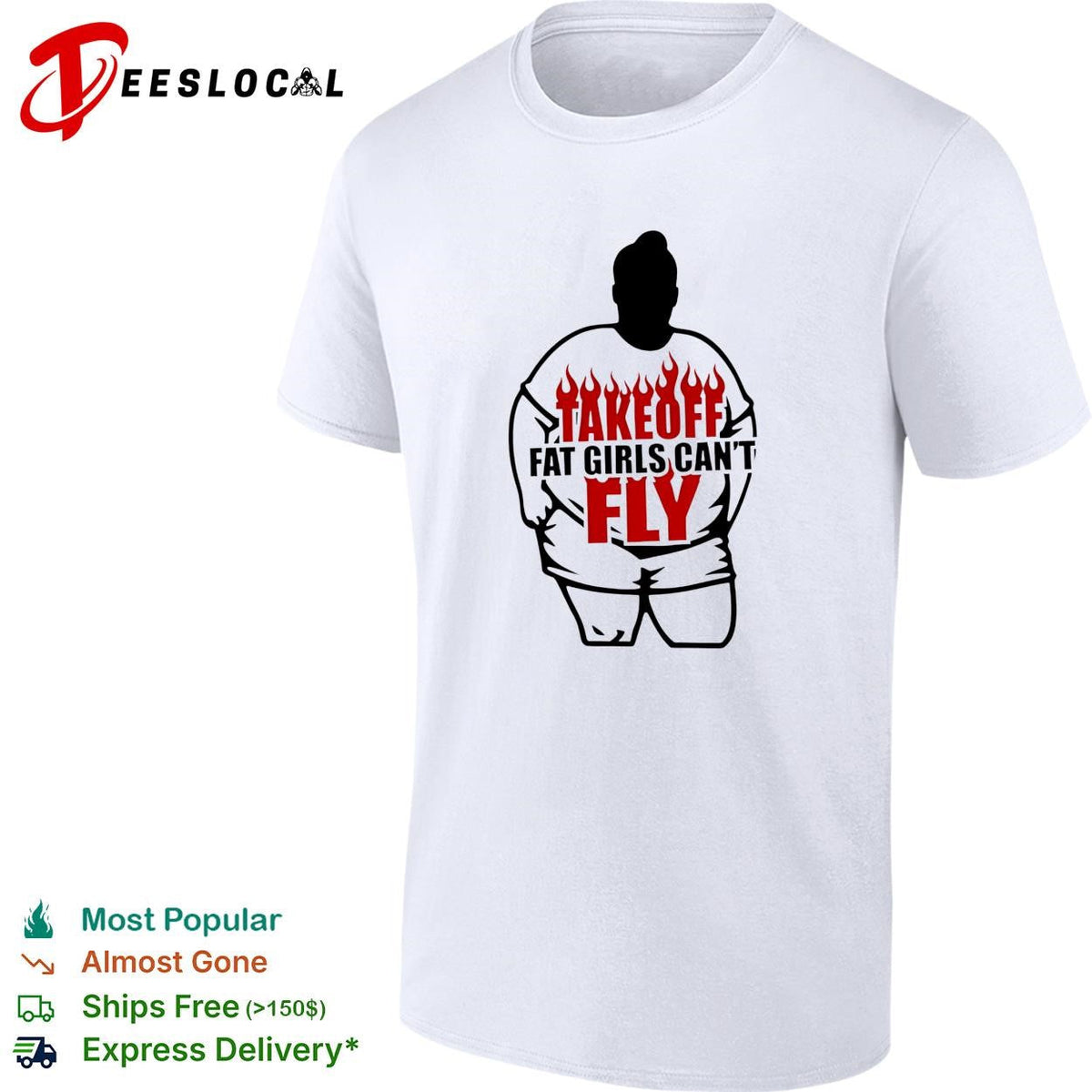 Female silhouette takeoff flames bold text edgy humor shirt Unisex