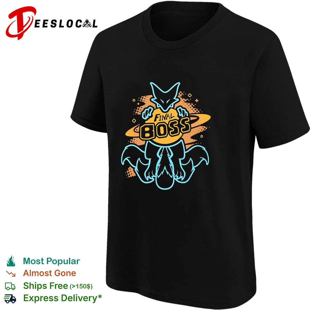 Final Boss Kitsune Fox Nine Tails Celestial Planet Anime Gaming Gamer Power shirt Unisex