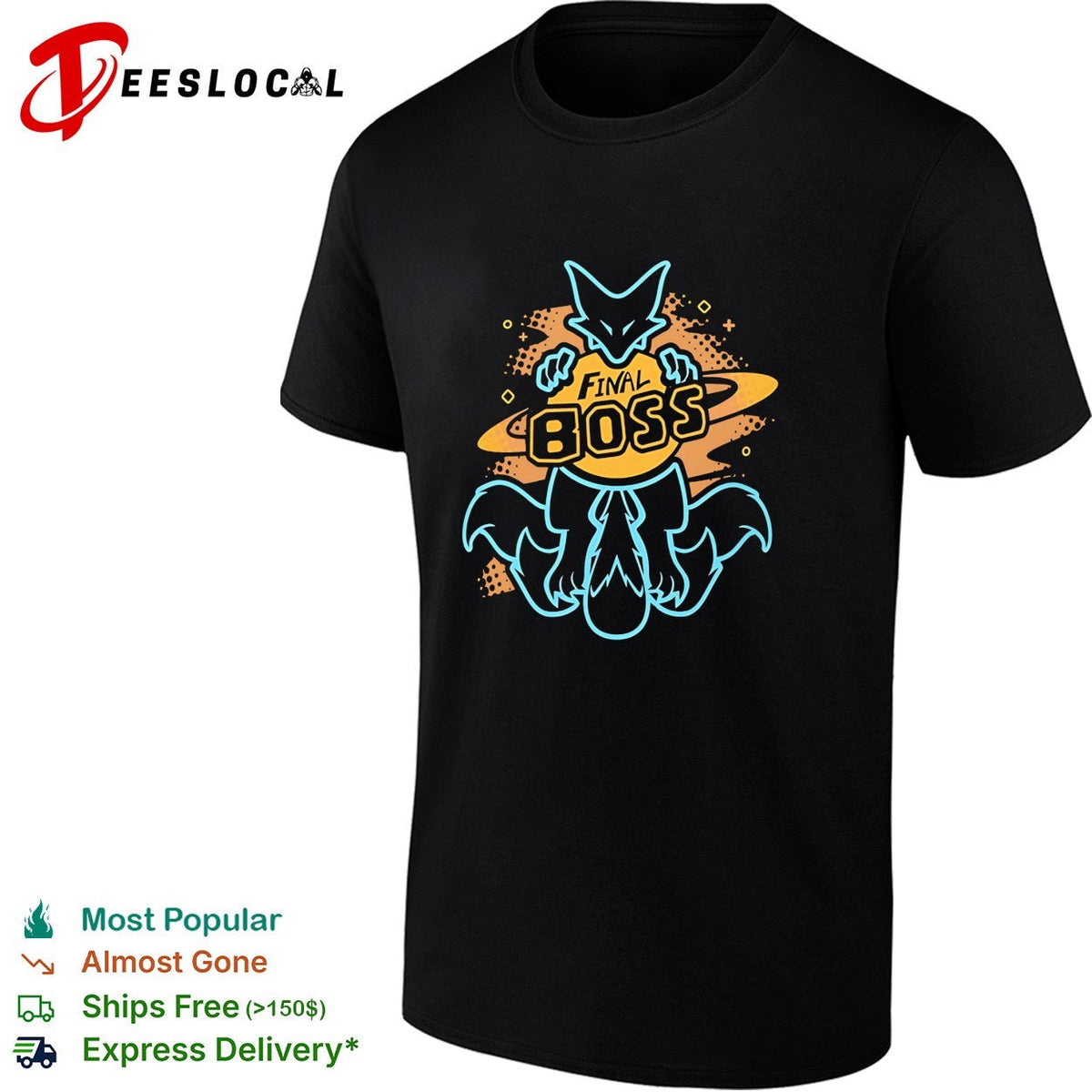 Final Boss Kitsune Fox Nine Tails Celestial Planet Anime Gaming Gamer Power shirt Unisex