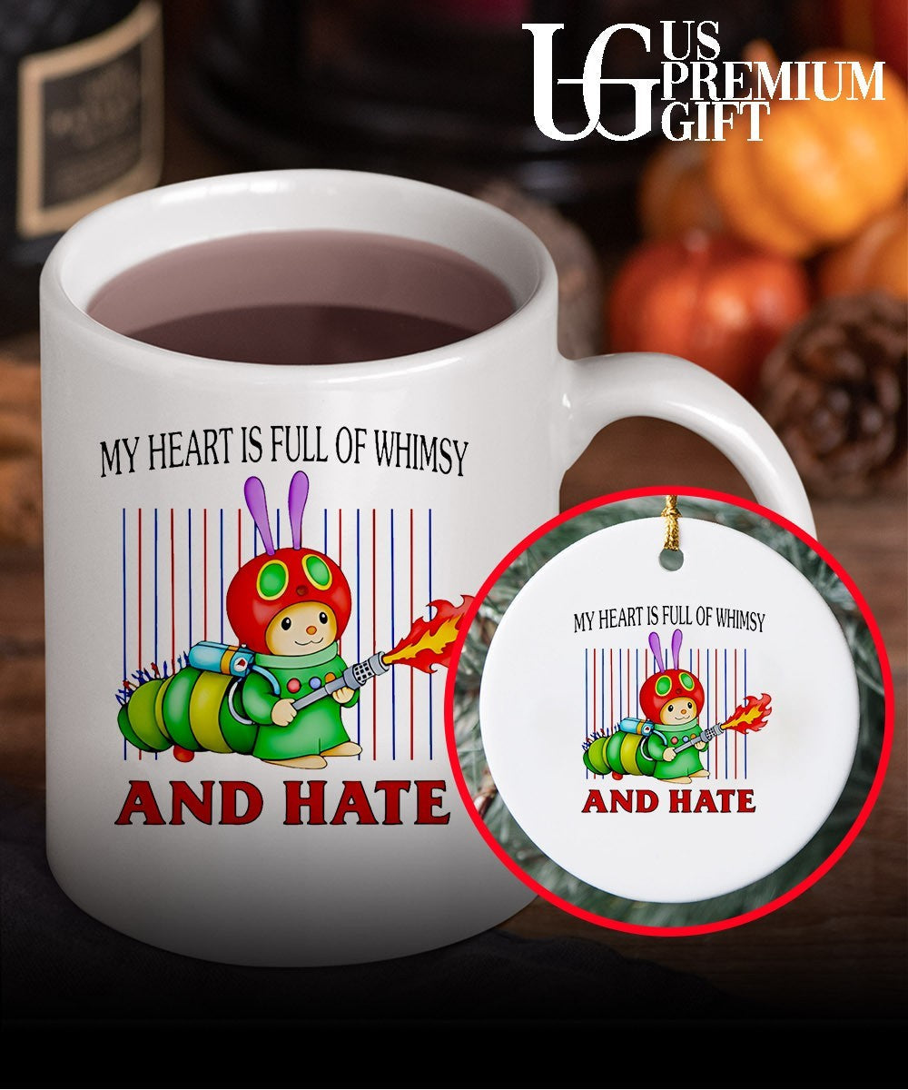 Fire breathing caterpillar my heart is full of whimsy and hate shirt Unisex