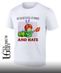 Fire breathing caterpillar my heart is full of whimsy and hate shirt Unisex
