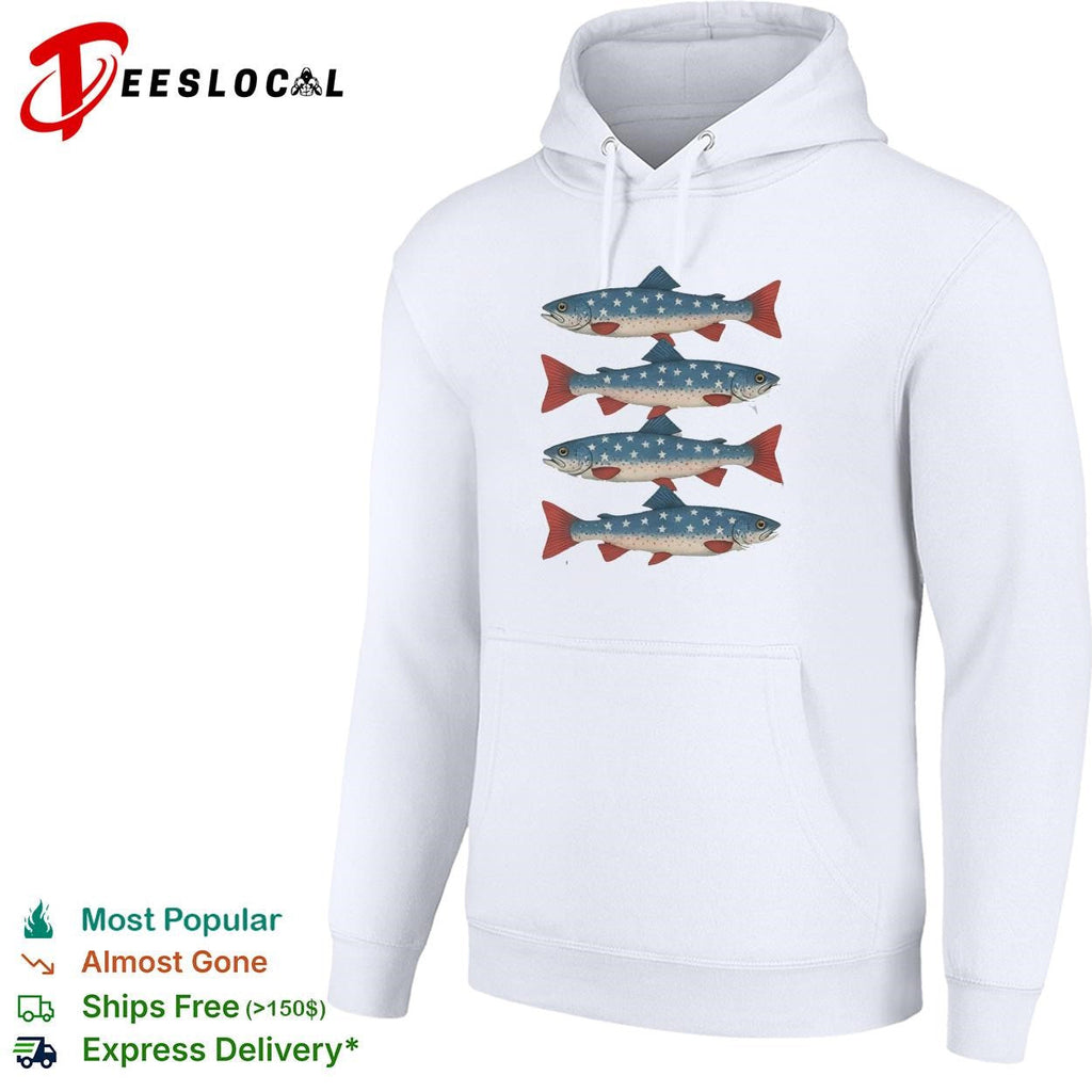 Fishs patriotic trout four pattern stars stripes art shirt Unisex