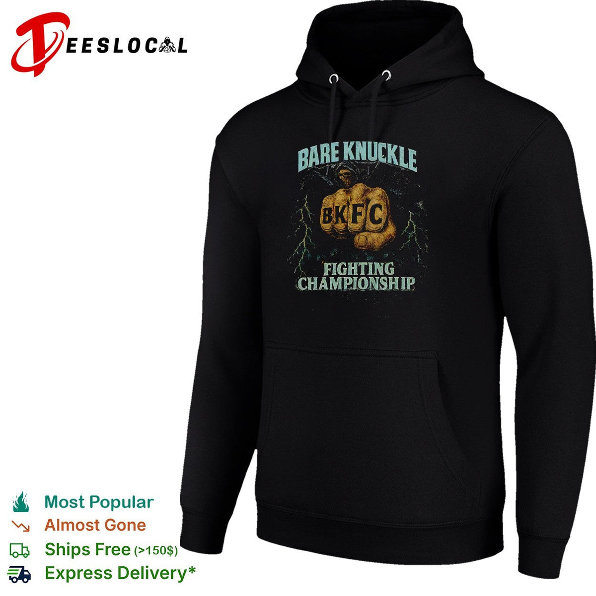 Fist lightning bare knuckle fighting championship bold poster shirt Unisex