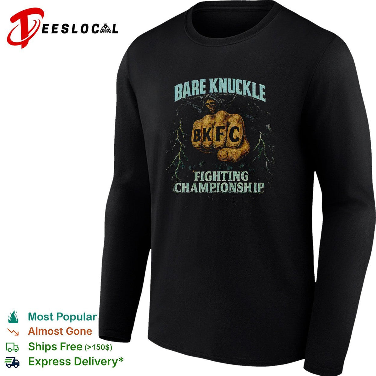 Fist lightning bare knuckle fighting championship bold poster shirt Unisex