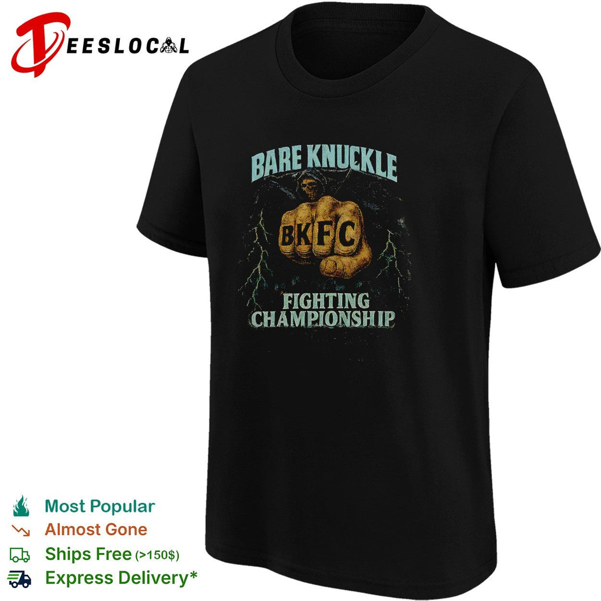 Fist lightning bare knuckle fighting championship bold poster shirt Unisex