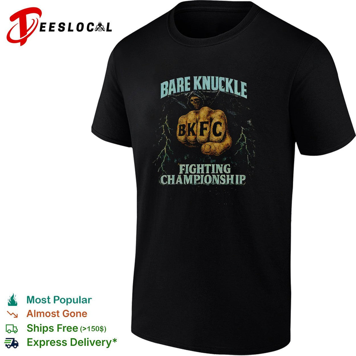 Fist lightning bare knuckle fighting championship bold poster shirt Unisex