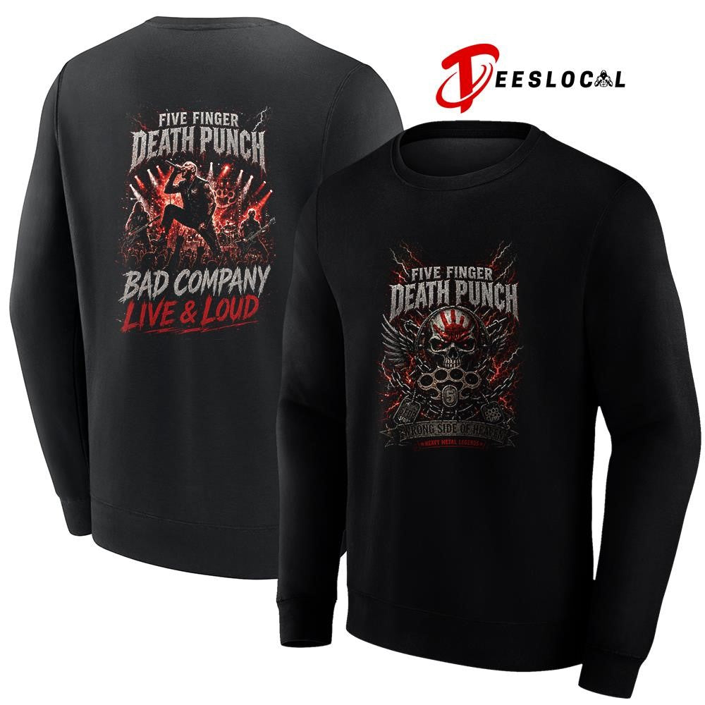Five Finger Death Punch wrong side of heaven bad company live and loud graphic shirt Unisex