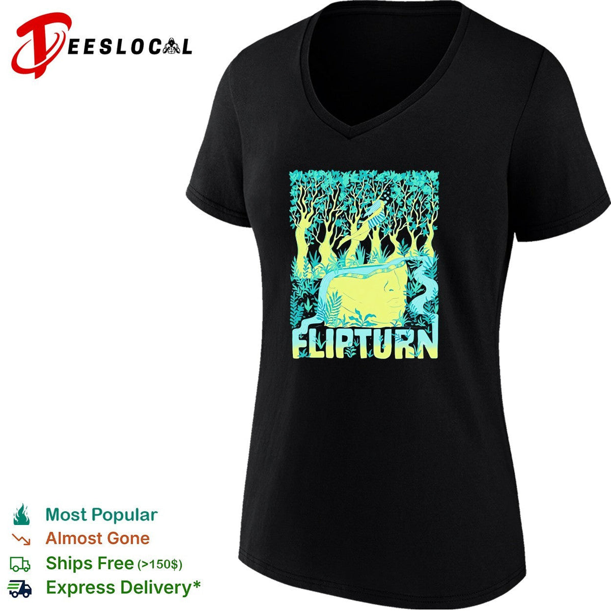 Flipturn band forest nature illustration concert shirt Unisex