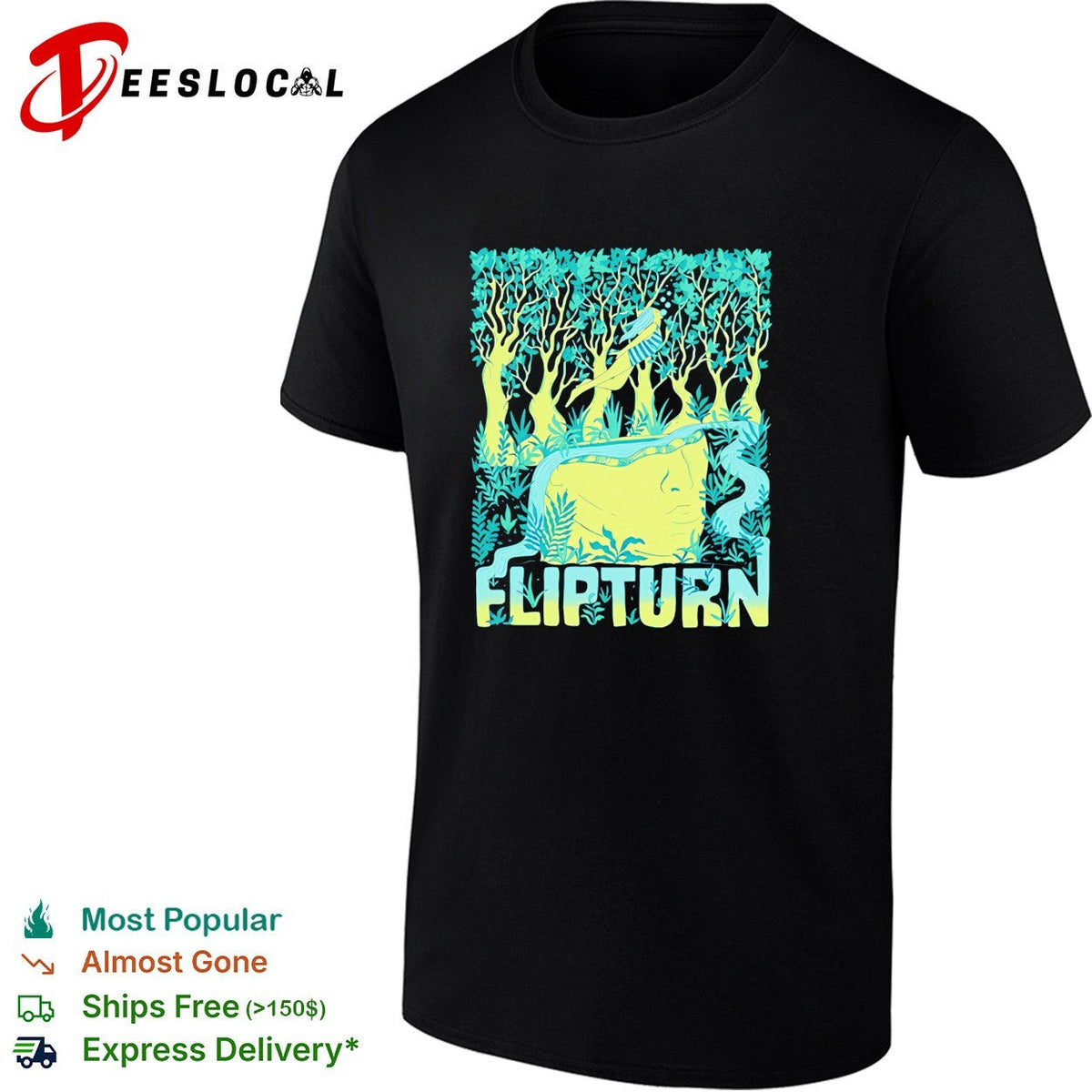 Flipturn band forest nature illustration concert shirt Unisex