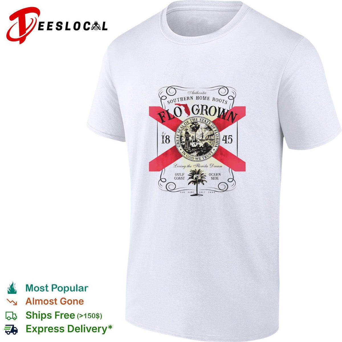 Flo Grown southern home roots Florida seal gulf coast ocean side shirt Unisex