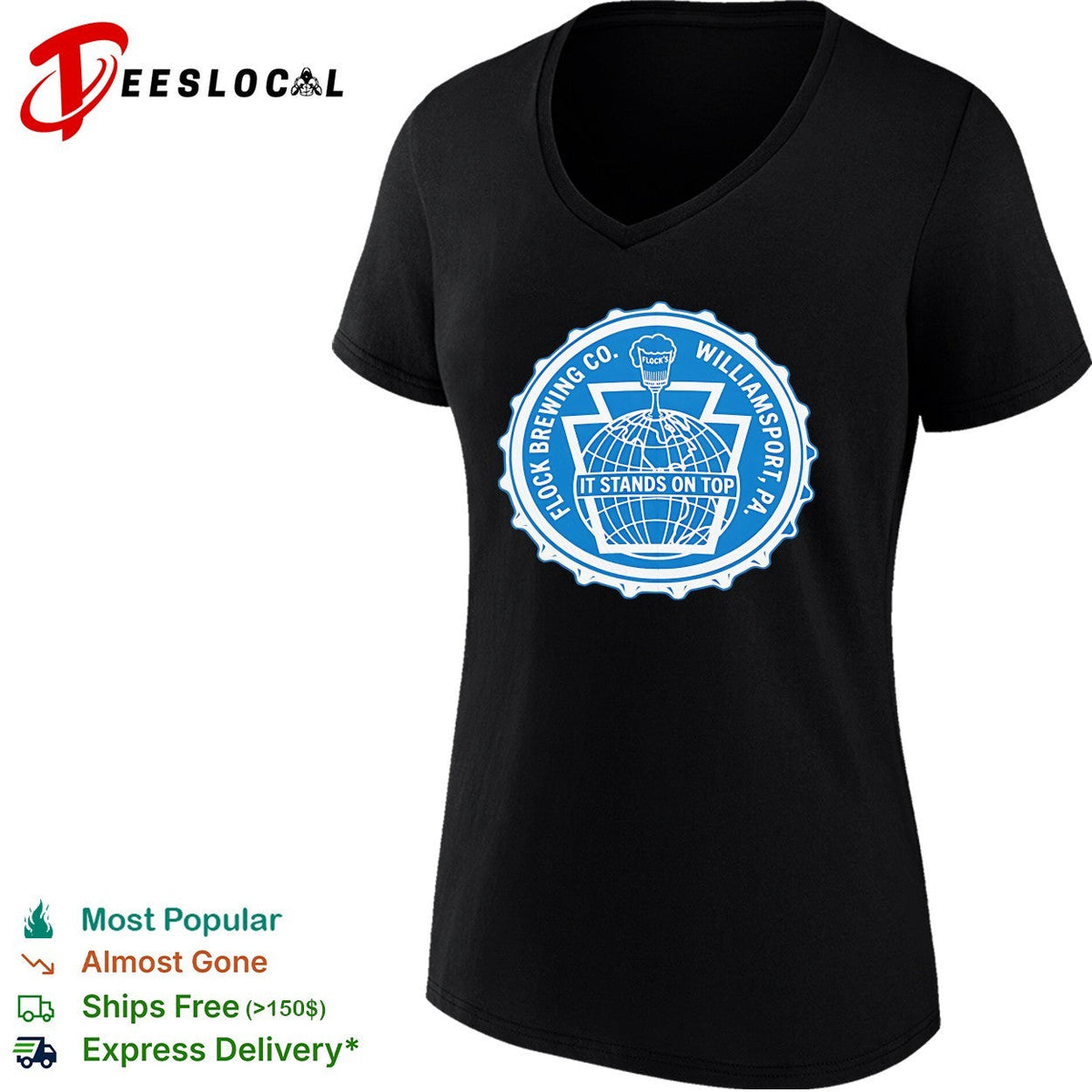 Flock Brewing Co Williamsport PA it stands on top bottle cap badge shirt Unisex