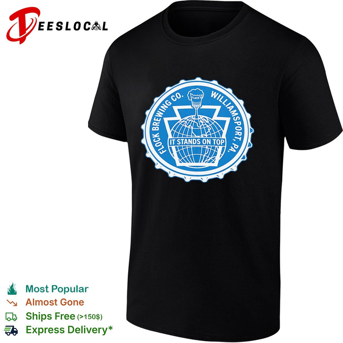 Flock Brewing Co Williamsport PA it stands on top bottle cap badge shirt Unisex