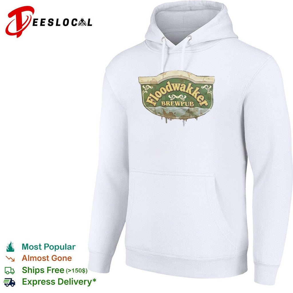 Floodwakker Brewpub Logo with Beer and Water Splatter shirt Unisex