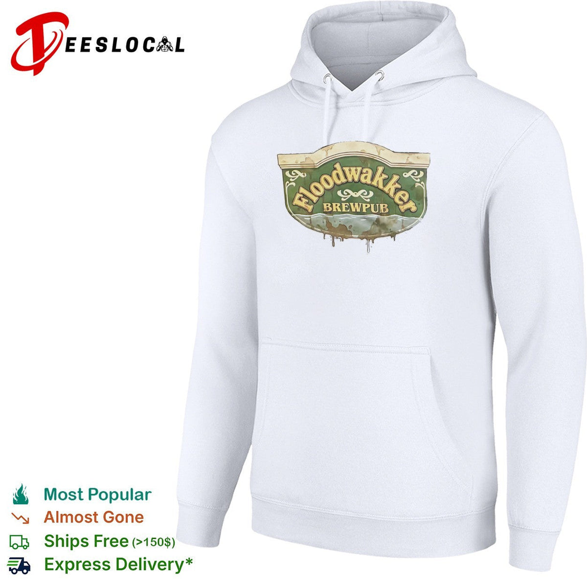 Floodwakker Brewpub Logo with Beer and Water Splatter shirt Unisex