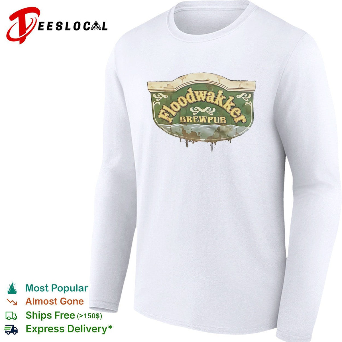 Floodwakker Brewpub Logo with Beer and Water Splatter shirt Unisex