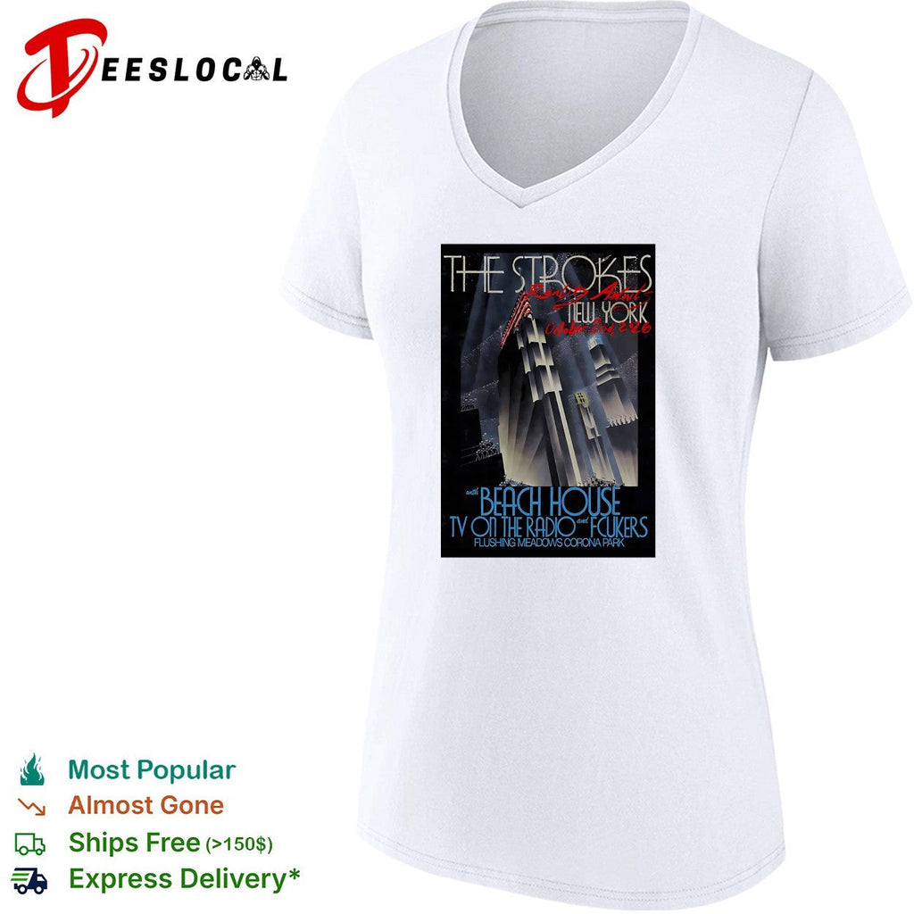 Flushing Meadows Corona Park Art deco cityscape concert multi-artist poster art shirt Unisex