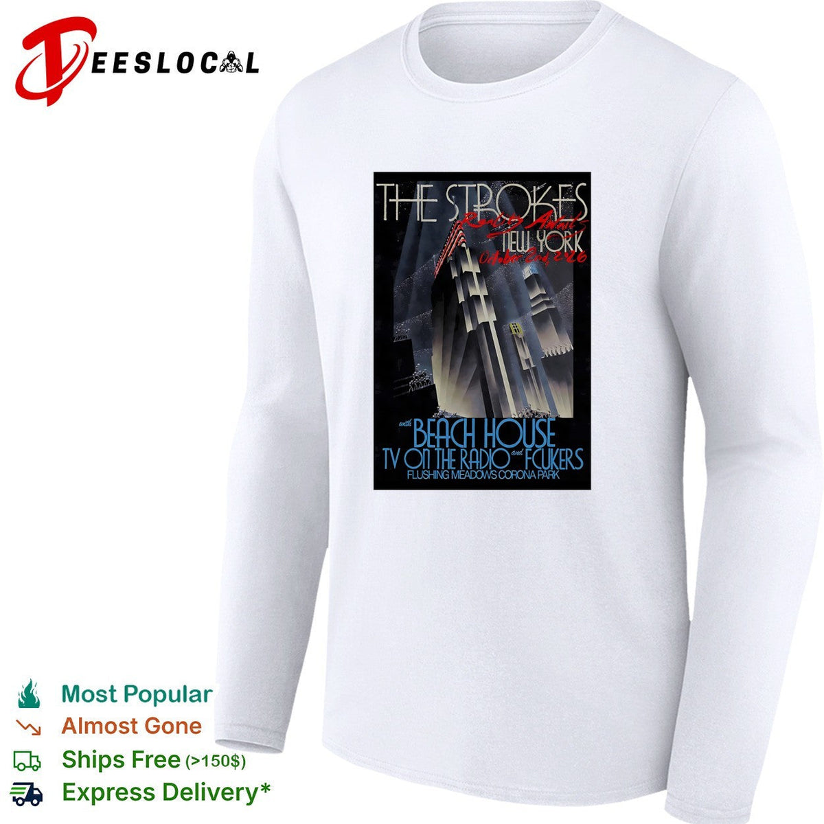 Flushing Meadows Corona Park Art deco cityscape concert multi-artist poster art shirt Unisex