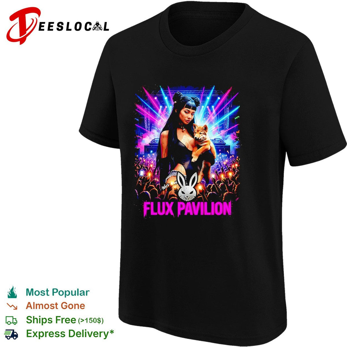 Flux Pavilion Wickzeo Rabbit Logo Rave Music Concert shirt Unisex