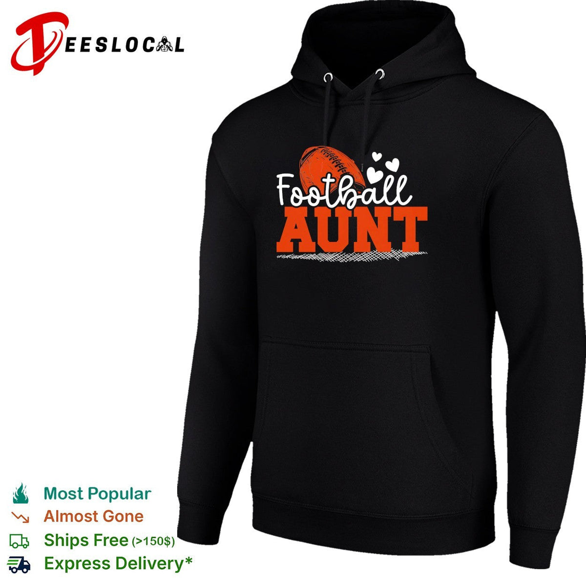 Football aunt hearts bold text shirt Unisex