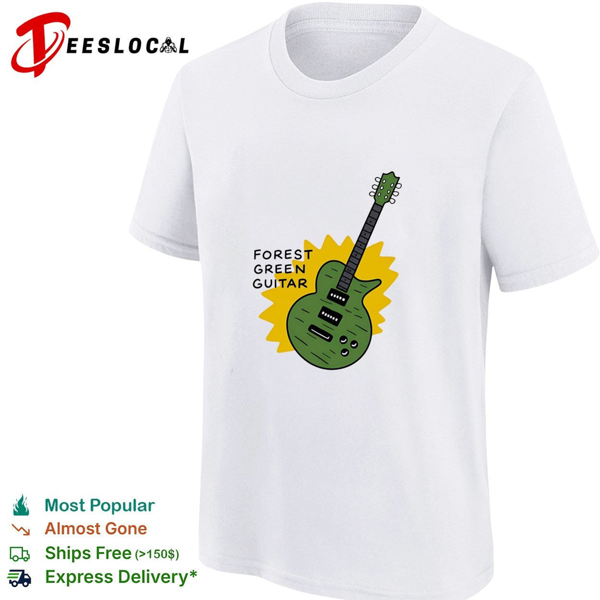 Forest green guitar vintage shirt Unisex
