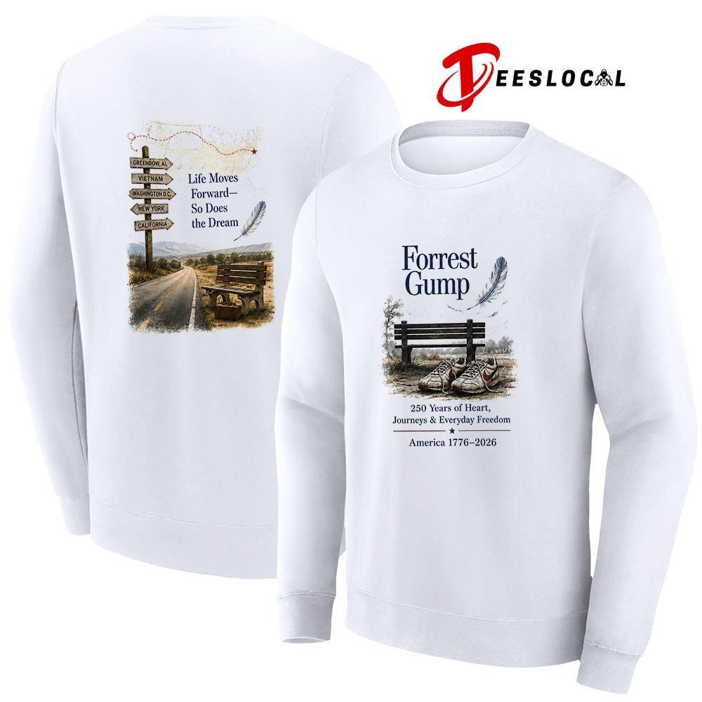 Forrest Gump 250 years of heart journeys and everyday freedom life moves forward shirt Unisex