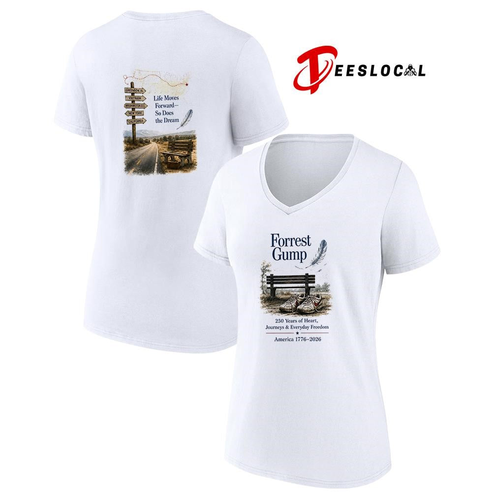Forrest Gump 250 years of heart journeys and everyday freedom life moves forward shirt Unisex