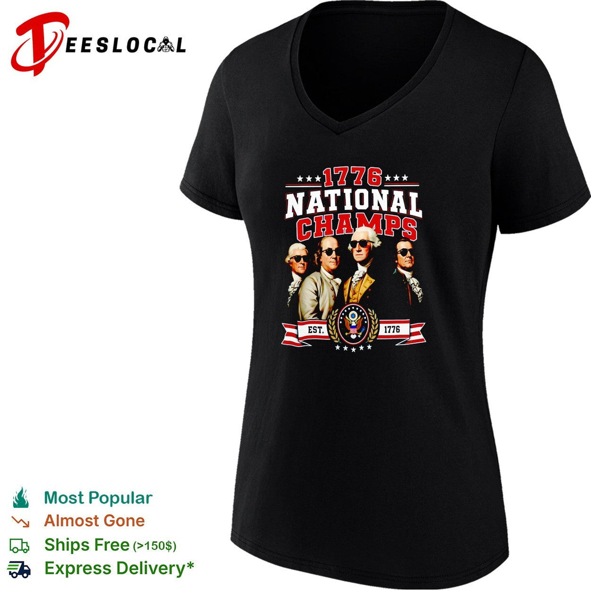 Founding fathers 1776 National Champs wearing sunglasses parody graphic shirt Unisex