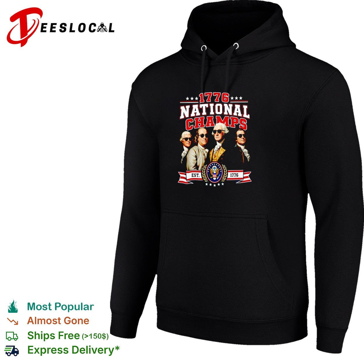 Founding fathers 1776 national champs with sunglasses retro shirt Unisex