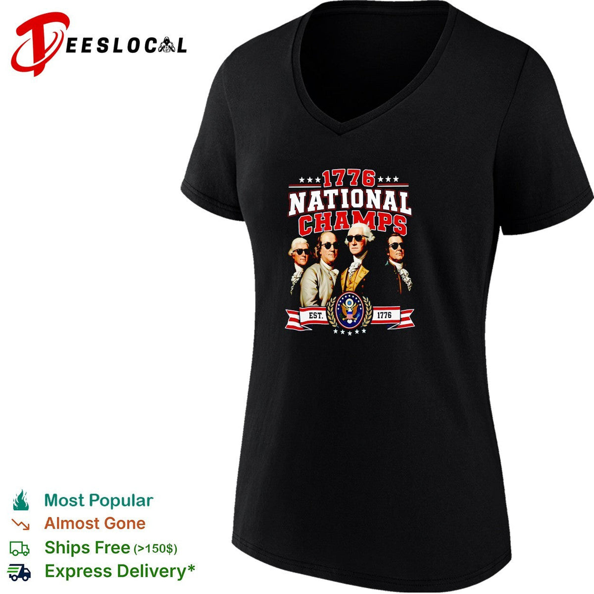 Founding fathers 1776 national champs with sunglasses retro shirt Unisex