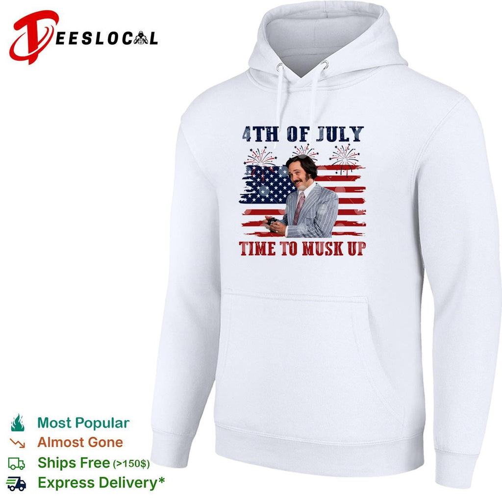Fourth of July time to musk up tech billionaire parody USA flag fireworks shirt Unisex