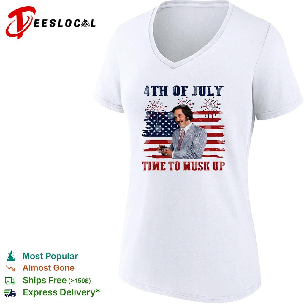 Fourth of July time to musk up tech billionaire parody USA flag fireworks shirt Unisex
