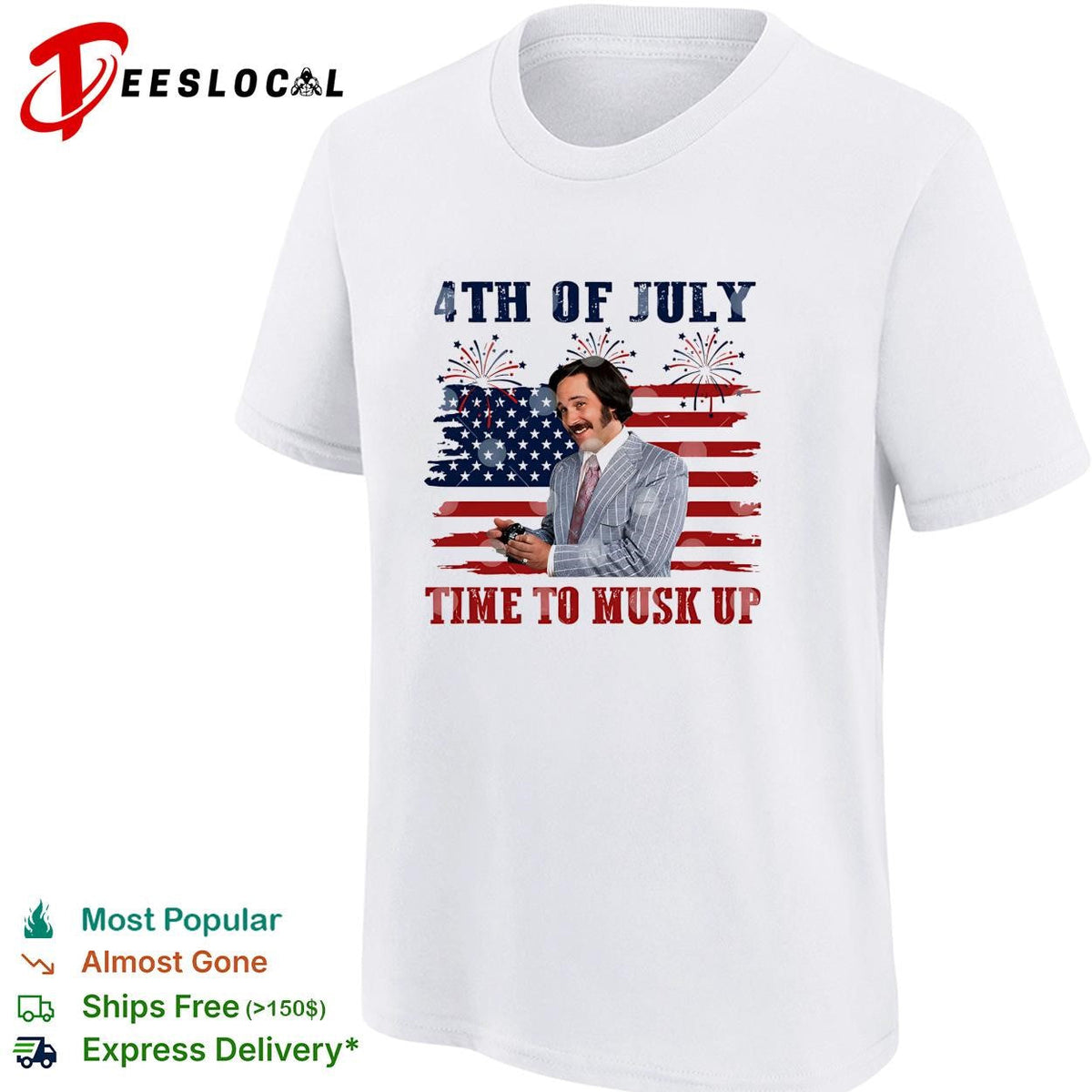 Fourth of July time to musk up tech billionaire parody USA flag fireworks shirt Unisex