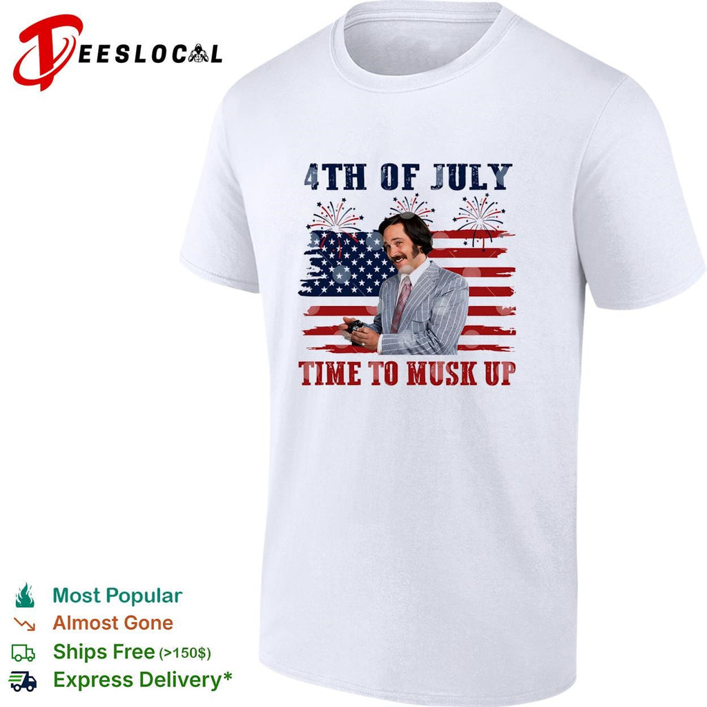 Fourth of July time to musk up tech billionaire parody USA flag fireworks shirt Unisex