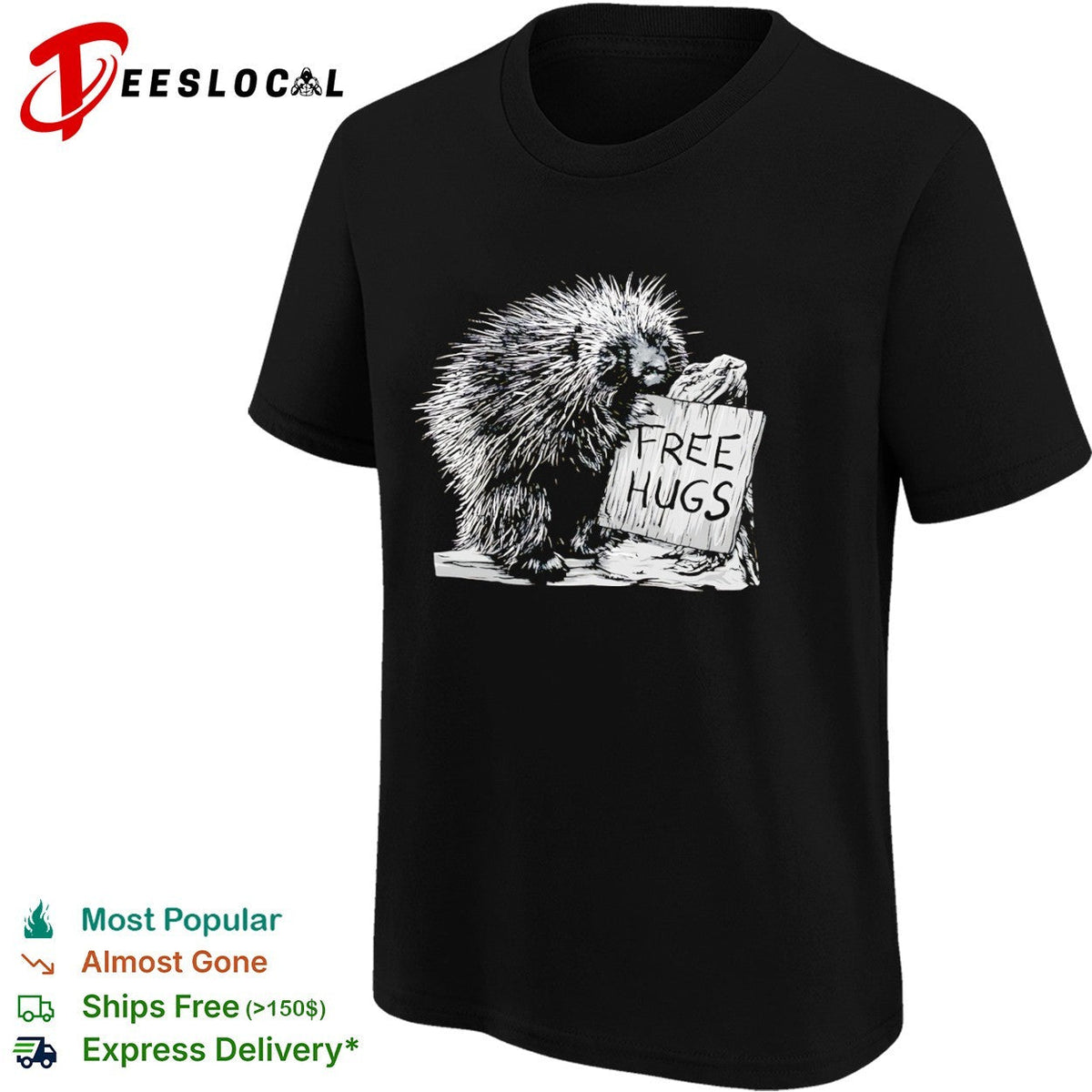 Free Hugs Porcupine Nature Wildlife Wilderness Forest Animal shirt Unisex