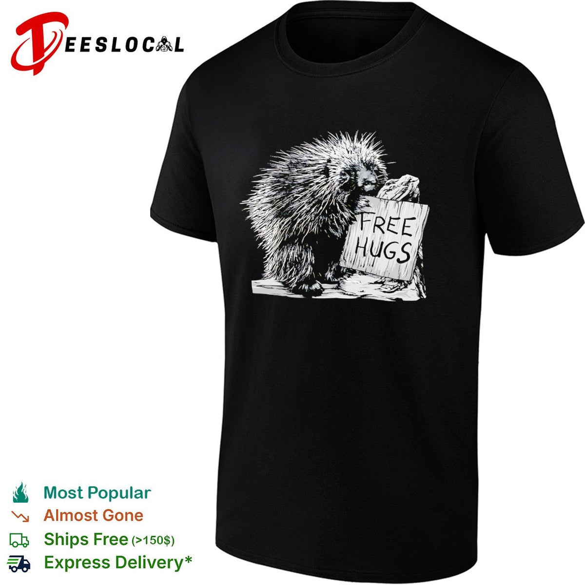 Free Hugs Porcupine Nature Wildlife Wilderness Forest Animal shirt Unisex