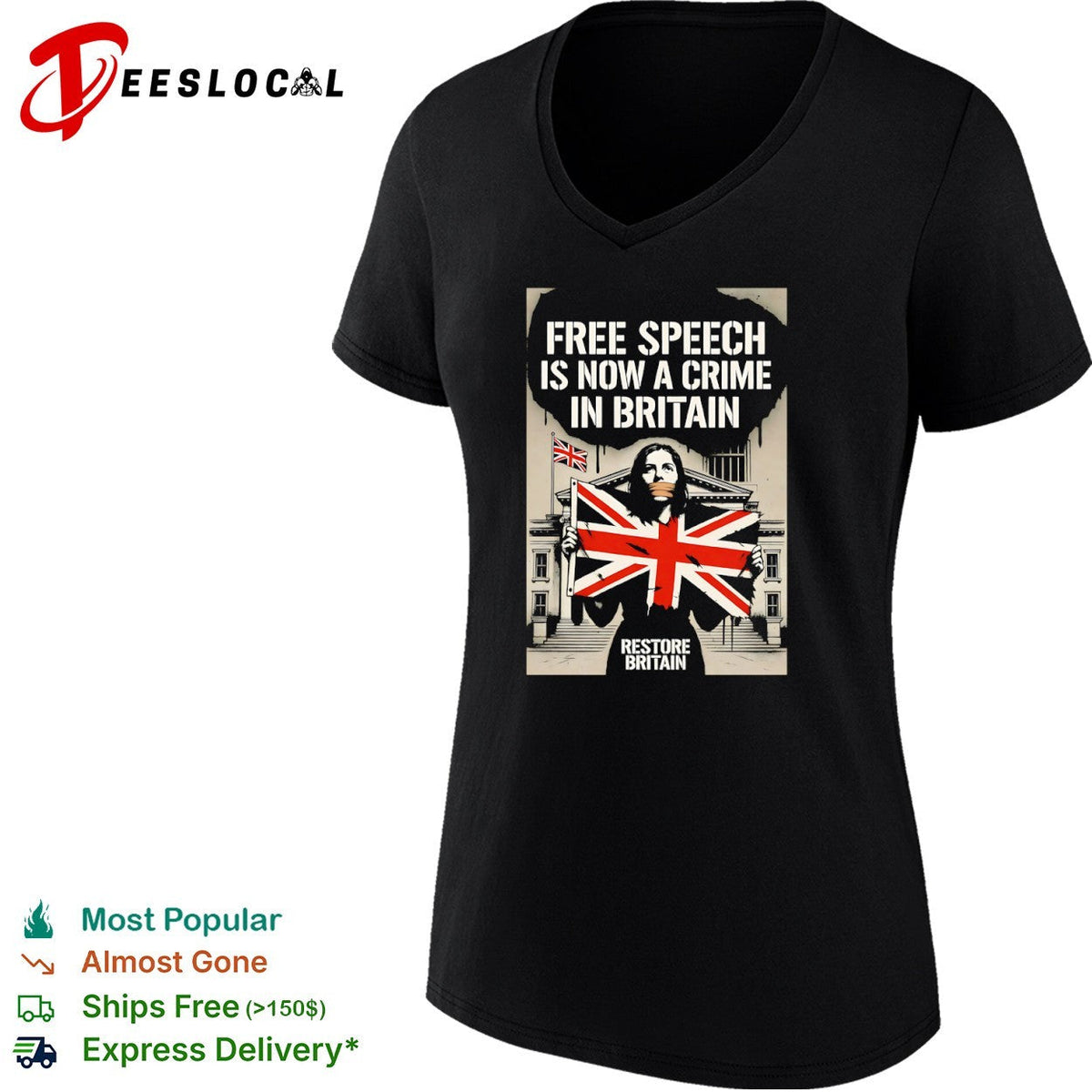 Free Speech is now a Crime in Britain Restore Britain Political Protests shirt Unisex