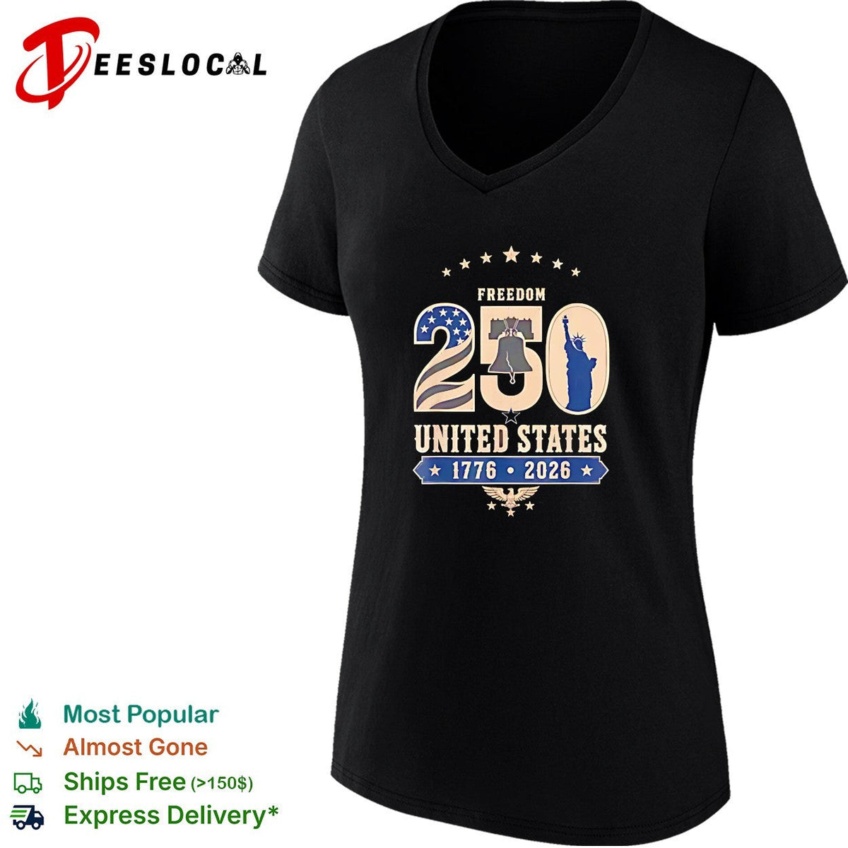 Freedom 250 United States 1776 2026 Liberty Bell Statue of Liberty Eagle shirt Unisex