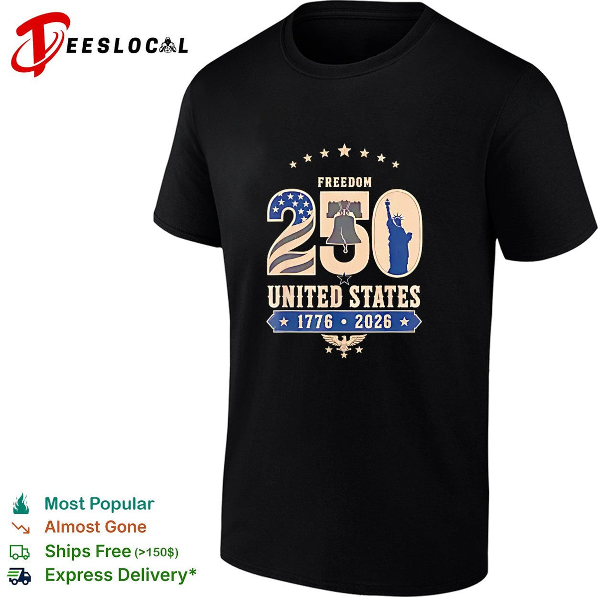 Freedom 250 United States 1776 2026 Liberty Bell Statue of Liberty Eagle shirt Unisex